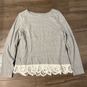 Loft flowy shirt/sweater lace detail - Large
